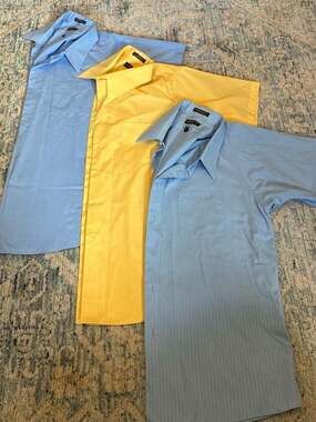 Lot of 3 Arrow Mens Short Sleeve Button Down Dress Shirts Blue Yellow 17-17.5 XL